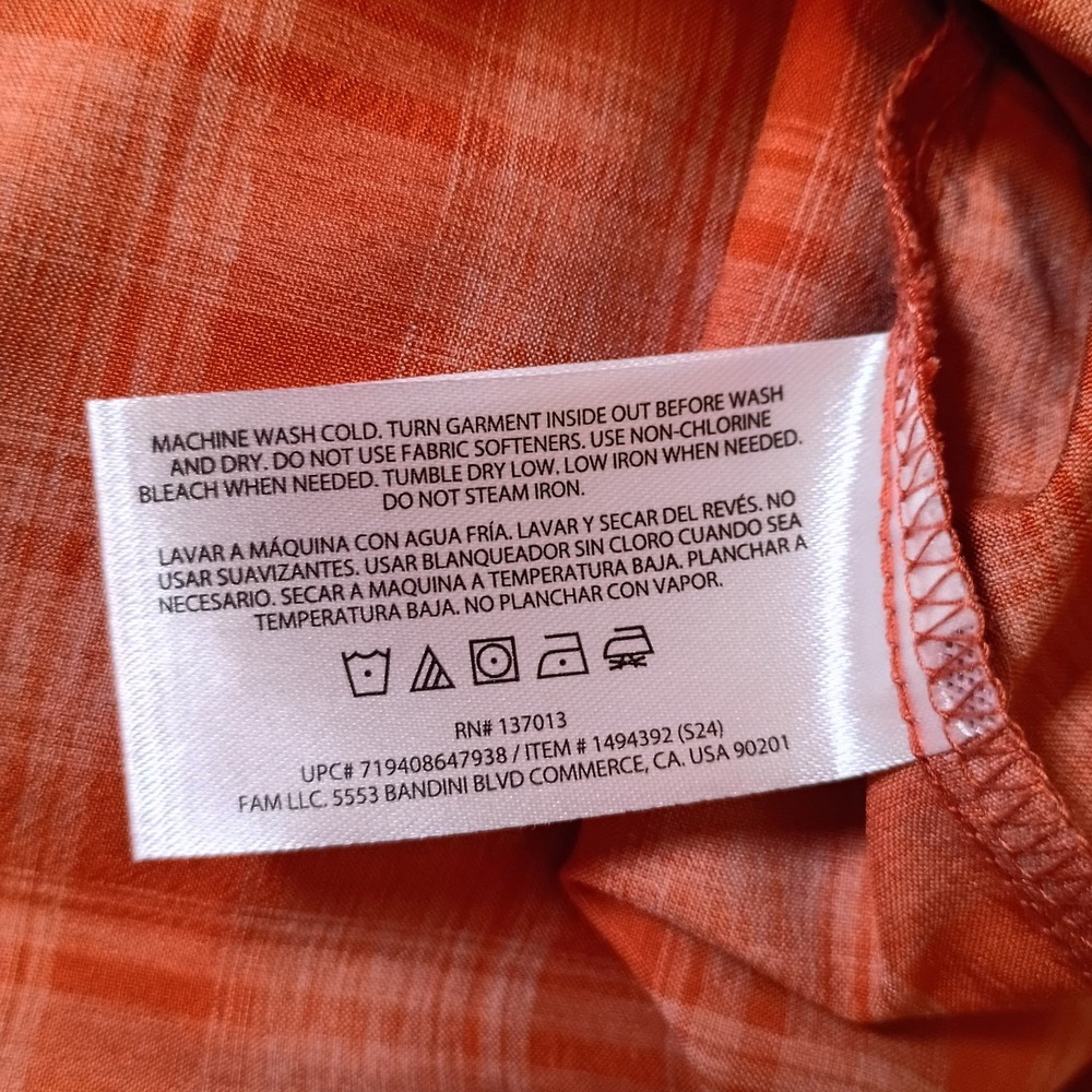 Orvis‎ Mens XXL Orange Plaid Short Sleeve Button Down Fishing Shirt 1494392 - Picture 5 of 8